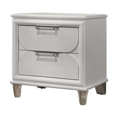 Table de chevet, blanc perle