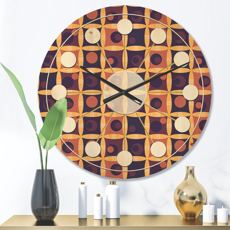 Horloge murale rétro en bois rétro Mid-Century, Petit