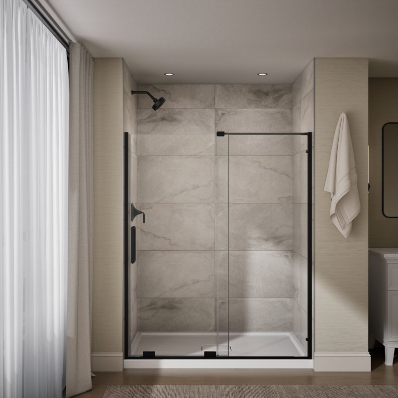 Echelon Sliding Shower Door, 71-3/4 In. H X 55-3/4 - 59-3/4 In. W, With 5/16 In. Thick Crystal Clear Glass, Matte Black