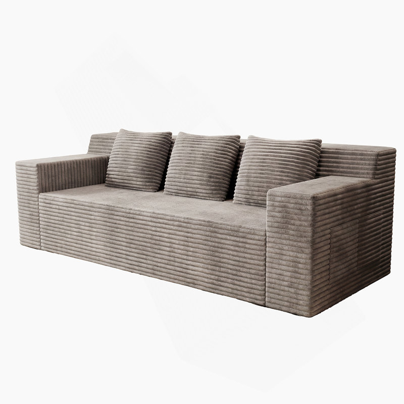 Ensemble de canapé modulaire en velours côtelé de 71 pouces avec sièges profonds, aucun assemblage nécessaire pour le confort du salon ou de la chambre à coucher.