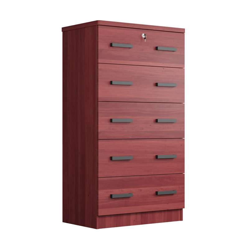 Commode 5 tiroirs 5 pouces Giello, Acajou