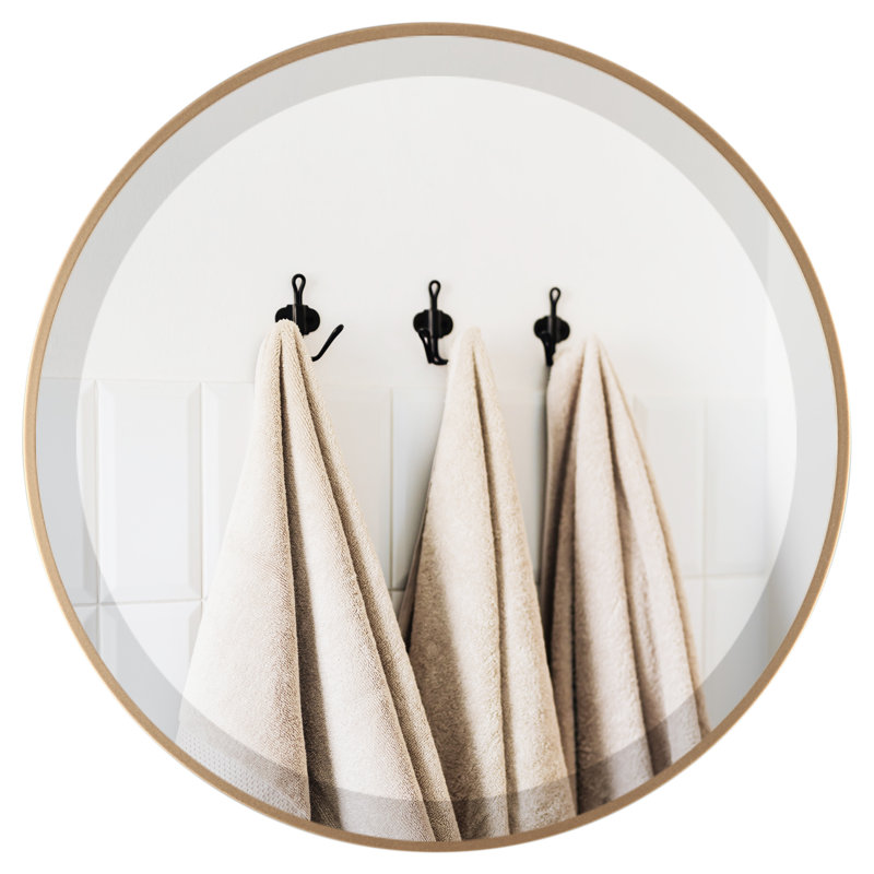 Campfort Round Mirror, 14.625" H x 14.625" W, Gold Spray