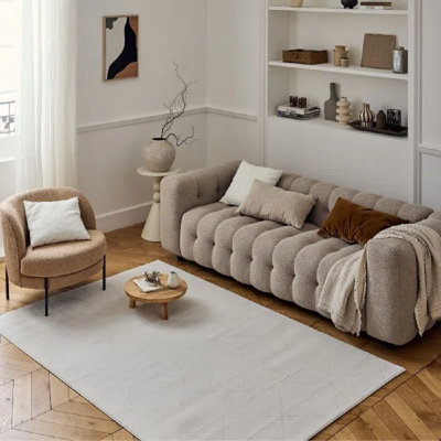 Carmel Modern Geometric Patterned Cream Area Rug