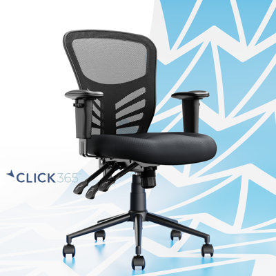 Click365 Flow Mid Back Mesh Office Chair, Extra Padded Seat Cushion, Adjustable Armrest Back Height by CLICK365