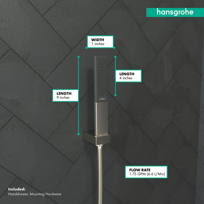 Hansgrohe Rainfinity Baton Handheld Shower Head 100, Brushed Nickel, 2.5 GPM