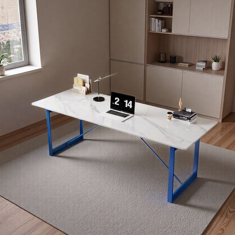 Bureau d'écriture Modern Light, Gris / blanc / bleu, H 29,52 po x l 78,74 po x P 23,62 po