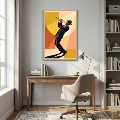 Jazz Music Canvas Framed Wall Art Oil Painting Print Set Of 1，18 x 24 inch