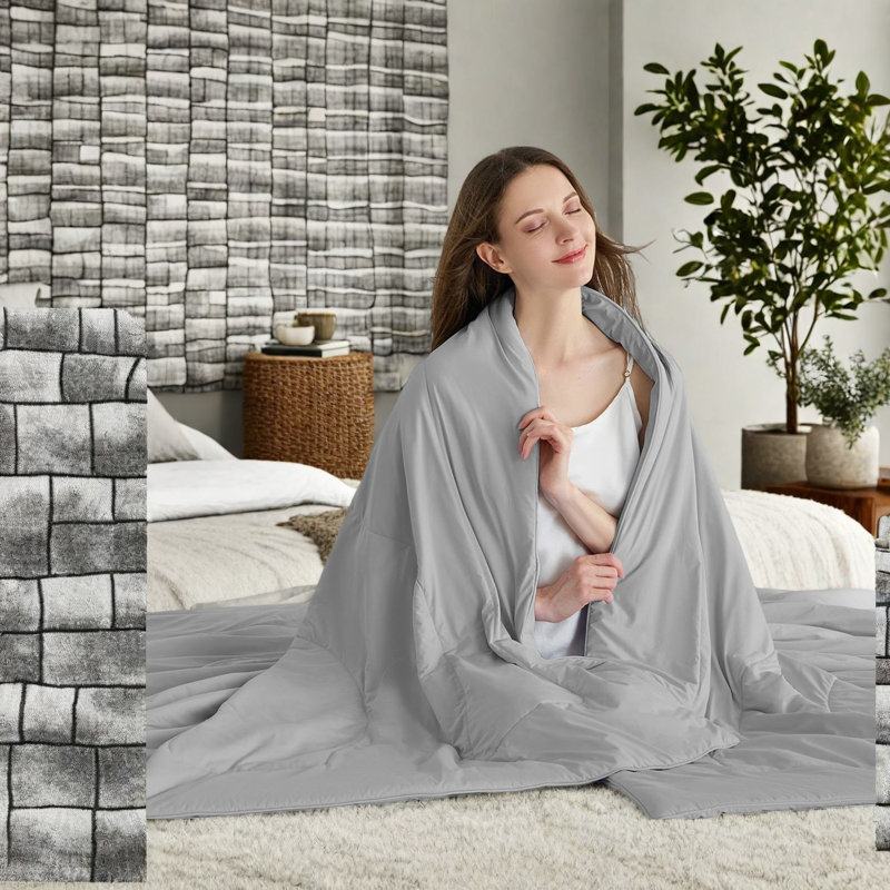 Cooling Gray Bedding Sets, Nylon Material, Lightweight Comforter For All-season Use