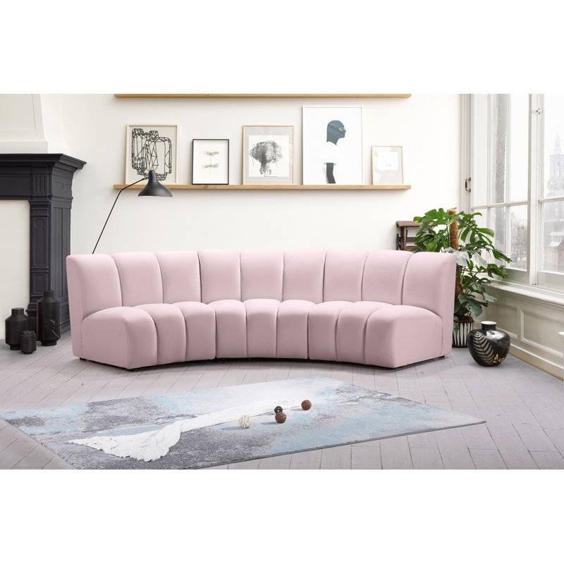 Canapé modulaire en velours Infinity, Velours rose, 3 pièces