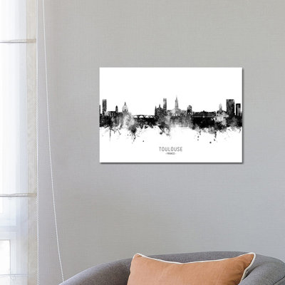 Toulouse France Skyline Name by Michael Tompsett - 1 Piece Wrapped Canvas Wall Art
