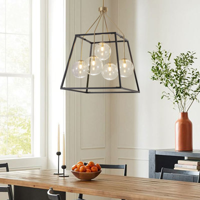 Lustre 5 lumières sphériques en verre Spoutnik pour cuisine, salle à manger et salon