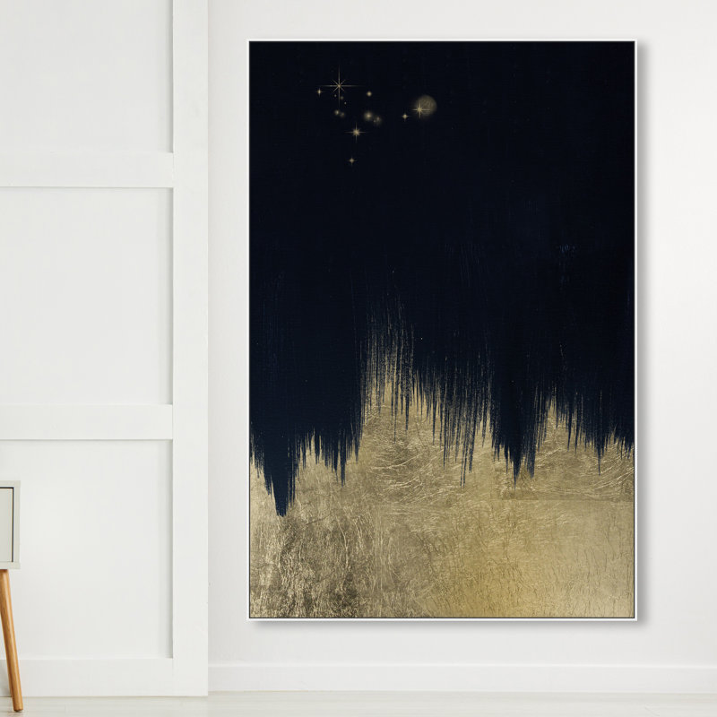 «Abstract Starry Night Redux Night Sky», peinture sur toile, H 30 po x l 20 po, Toile avec cadre blanc