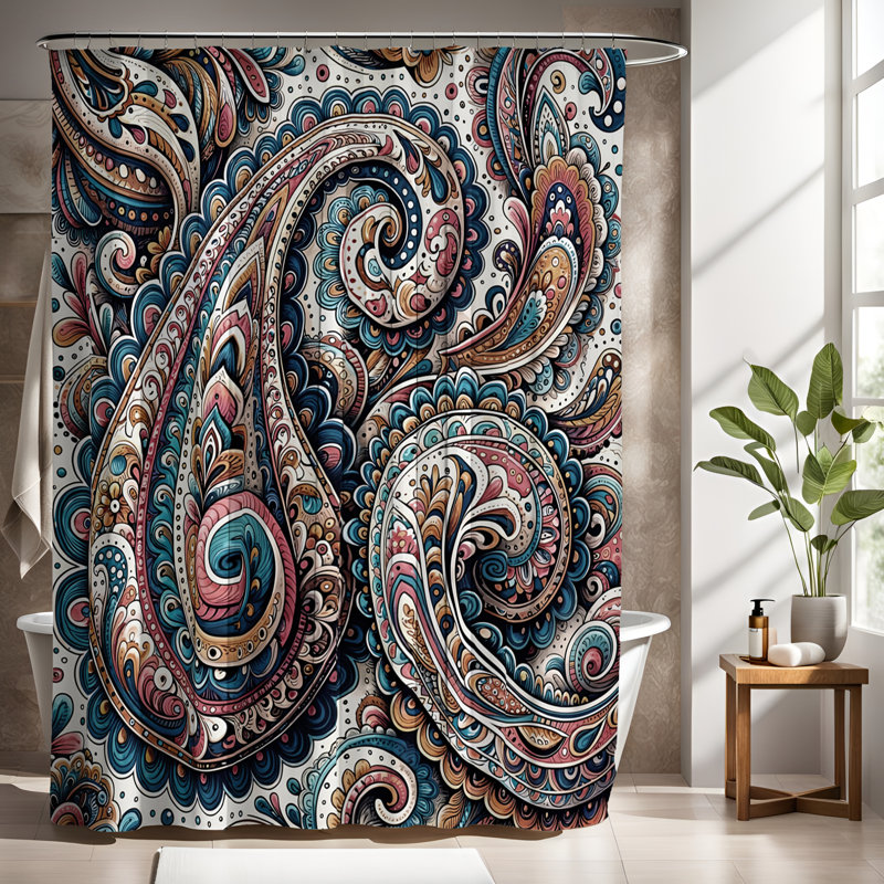 Rideau de douche Eracle Paisley, H 70 po x l 83 po