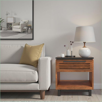 Table basse 24 po Scandinavian - finition bourbon noir, peuplier massif, aucun assemblage requis