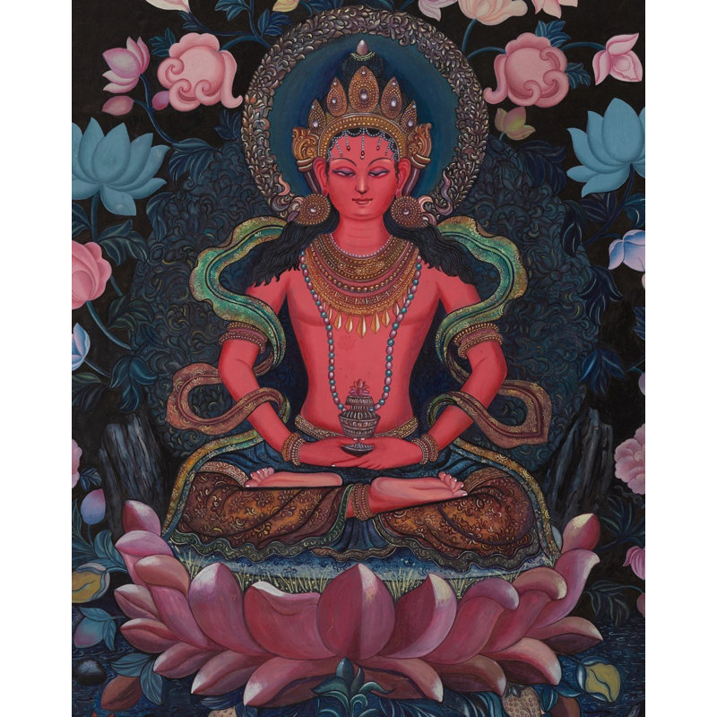 Bouddha Amitayus dans un style Newari (Thangka sans brocart)