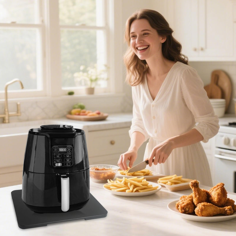 Curseur d'appoint en bambou à 360 ° pour appareils de cuisine, plateau à tapis pour cafetière, plateau coulissant pour comptoir, noir