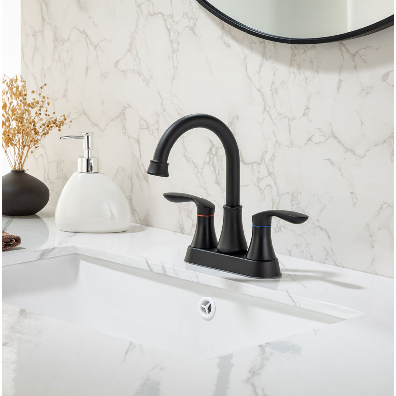 Centerset 2-handle Bathroom Faucet with Drain Assembly, Matte Black