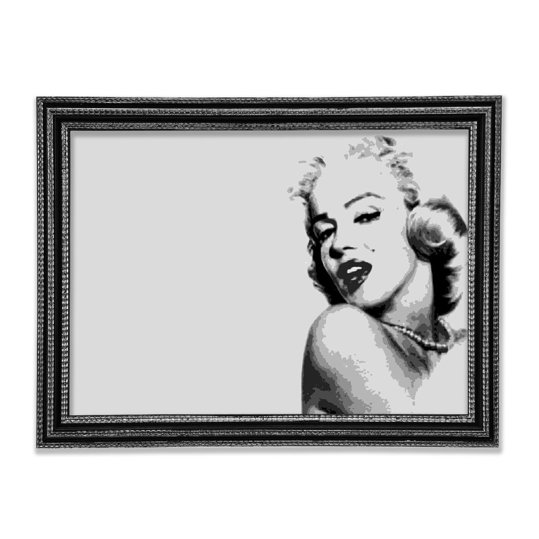 Marilyn Monroe Retro Grau Gerahmter Druck