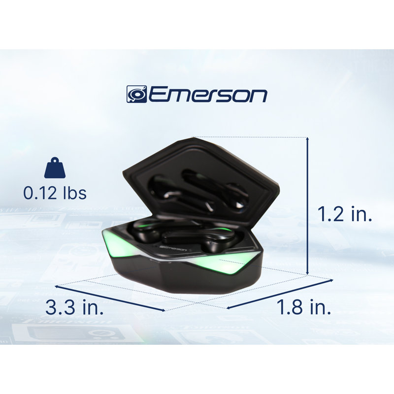 Écouteurs de jeu sans fil Emerson EG-1501 avec audio à faible latence, microphone intégré, connectivité Bluetooth 5,1, éclairage à DEL RVB et annulation du bruit - parfait pour les jeux et la diffusion en continu