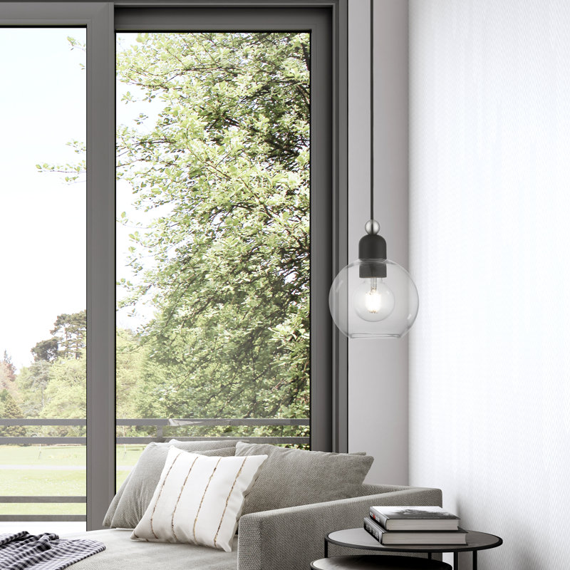 1 - Light Single Pendant, Black/Brushed Nickel