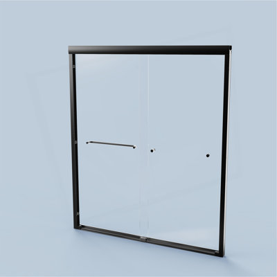 Porte de douche coulissante double semi-sans cadre H 56 po x l 72 po x H 72 po, porte de douche à dérivation, porte en verre trempé épais de 1/4 po (6 mm)