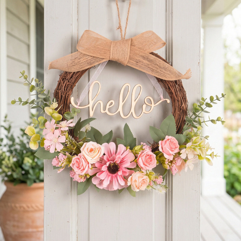 Couronne rose 16 pouces pour porte d'entrée