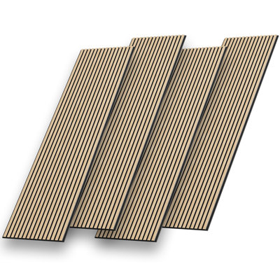 4pcs x 23.6" x 94" 3d Acoustic/ Soundproof Wood Slat Wall Panelling, White Oak Sound Absorbing Panel for Ceiling and Wall(4 Pack/ 61.63 sq.ft.)