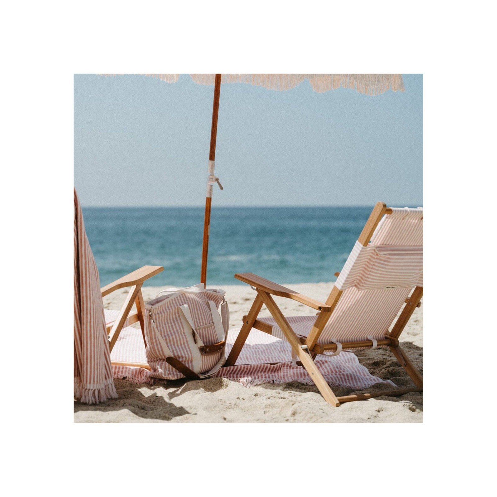  Reclining Beach Chair with Cushion, Lauren's Pink Stripe