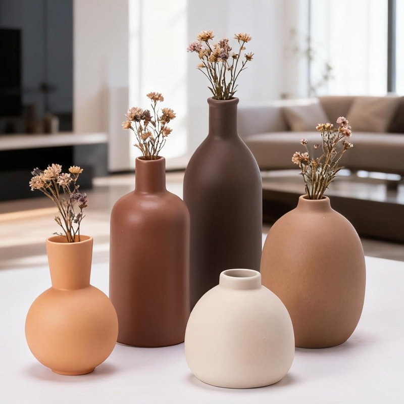 Rustic Modern Ceramic Decorative Vase (Set of 5)