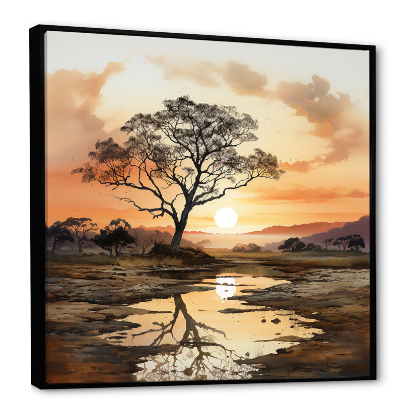 " Silhouetted Desert Solitude ", Black Floater Framed, 30" H x 30" W x 1" D