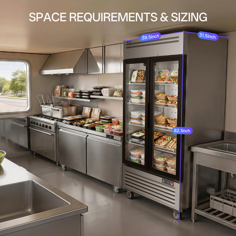 40" 33.5 Cu. Ft. Commercial Display Refrigerator Merchandiser Beverage Cooler - 2 Glass Doors, Stainless Steel