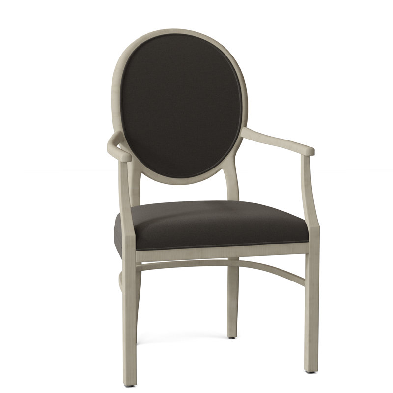 Hughes Upholstered King Louis Back Arm Chair, 9953 Mink, Almond Buff