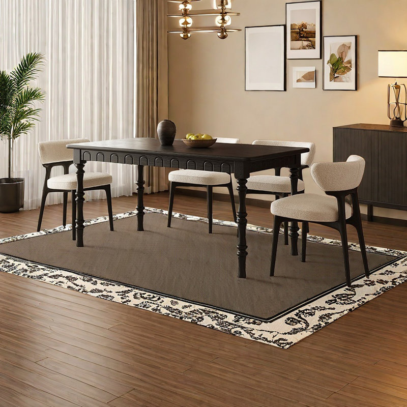 Ensemble de table de salle à manger en bois massif à finition naturelle, H 29,52 po x L 55,11 po x l 31,49 po
