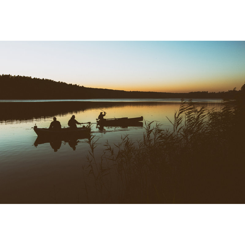Motorboats on Sunset Lake 1 Piece Wrapped Canvas Wall Art, 20cm H x 30cm W x 3.8cm D