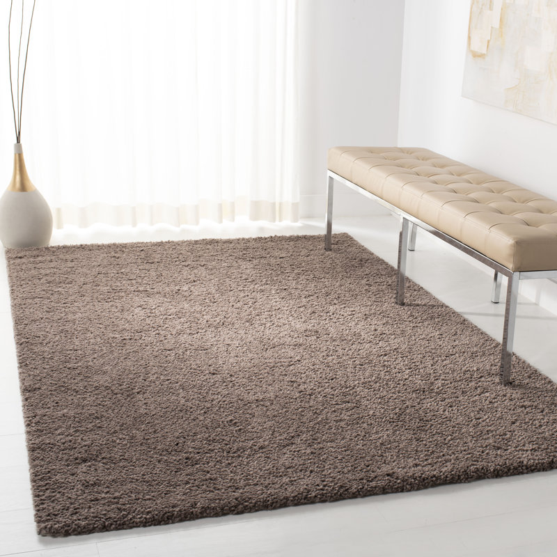 Brittney Performance solid color shag rug, Rectangle de 10 pi x 14 pi, Taupe