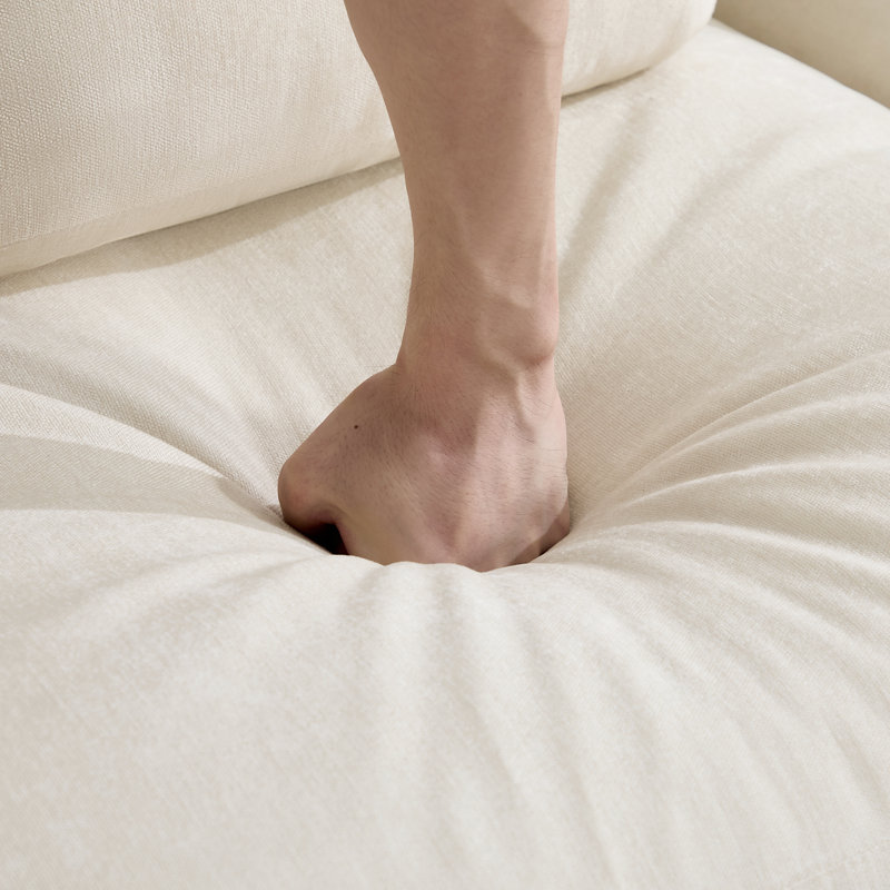Canapé modulaire Compression en chenille beige avec 2 repose-pieds pour la maison