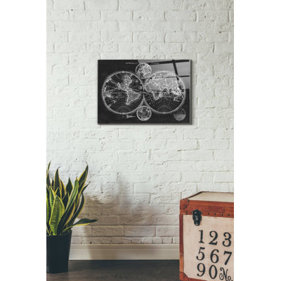 Williston Forge 'Charcoal World Map' by Studio W Acrylic Glass Wall Art, 16"x24"