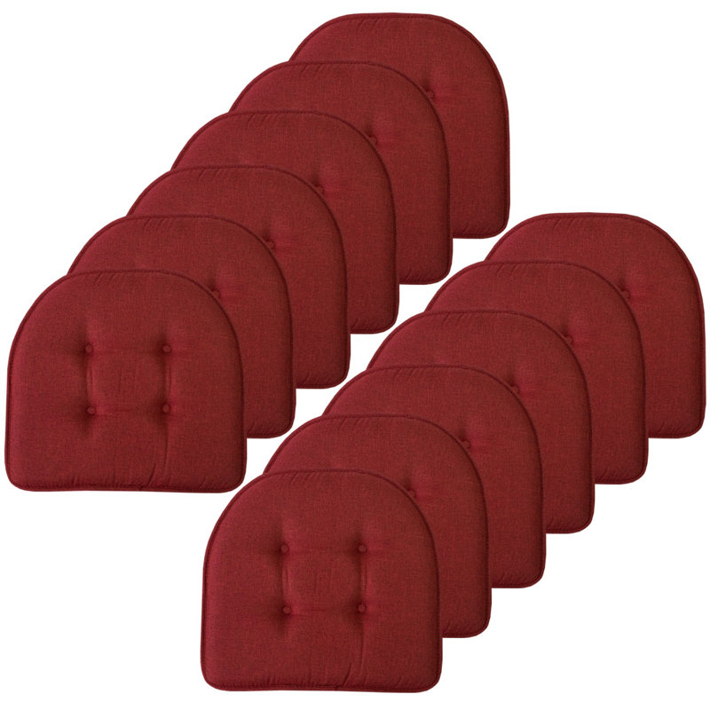 Coussin de chaise d'intérieur uni antidérapant en forme de U, Wine, 6