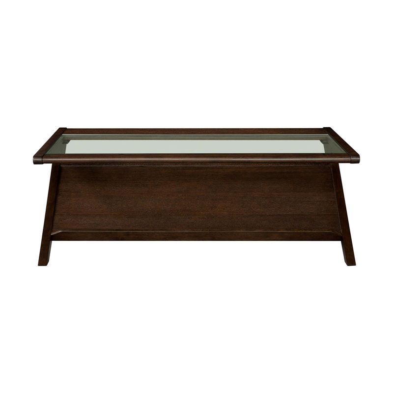 Table basse en bois et verre trempé, brun marocain