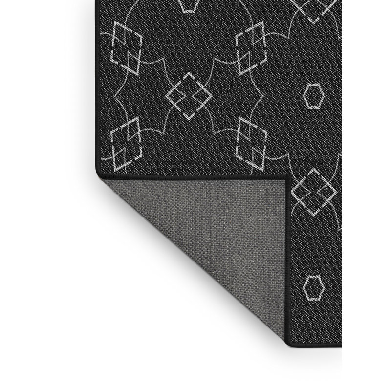 Tapis noir/gris à motifs, Rectangle 8 pi x 10 pi