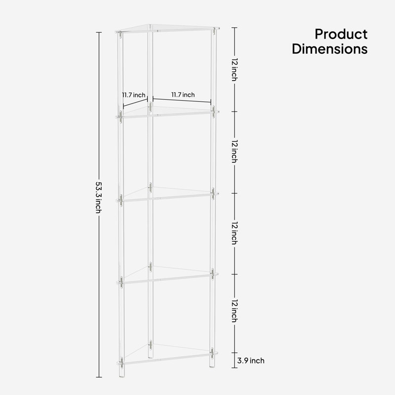 5-Tier Corner Shelf Stand, 11.7'' W Display Storage Shelf