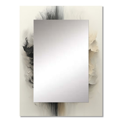 Black White Unbound Horizons Drip Painting III - Drip Painting Large Wall Mirror, Modern Decorative Mirror, Printed Metal Art