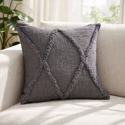  Hand-Woven Diamond Tufted 100% Cotton Throw Pillow