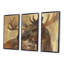 Into The Wild Gold Moose - Ensemble de 3 toiles d'art encadrées-72044173-72043511