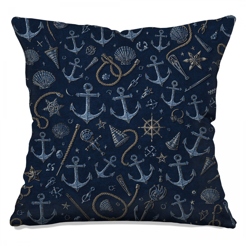 Nautical Anchor Pattern Double Sided Throw Pillows, 20 x 20 inches