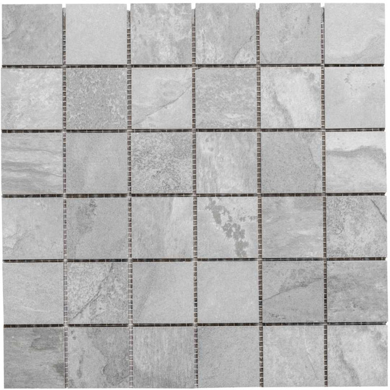 Wells Stone Slate 2" x 2" Porcelain Mosaic Tile, Grey