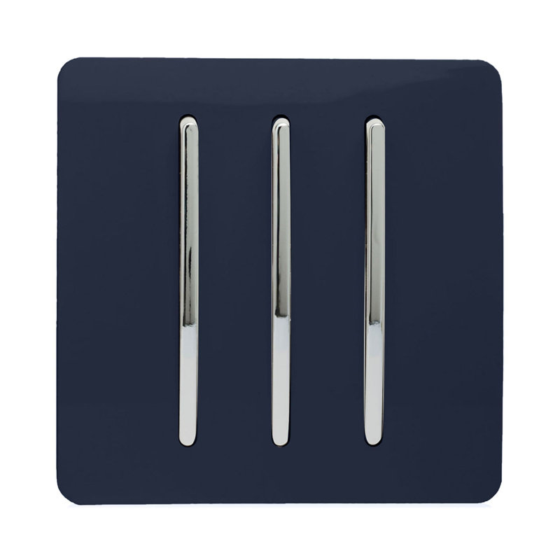 Trendi Switch 3 Gang 1 or 2 way Rocker Light Switch, Navy