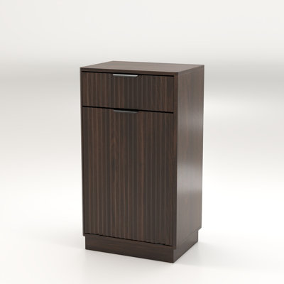 10 Gallon Walnut Antique Wave-Panel Tilt-Out Trash Storage Cabinet with Hidden Pull-Out Trash Bin for Kitchen & Bathroom