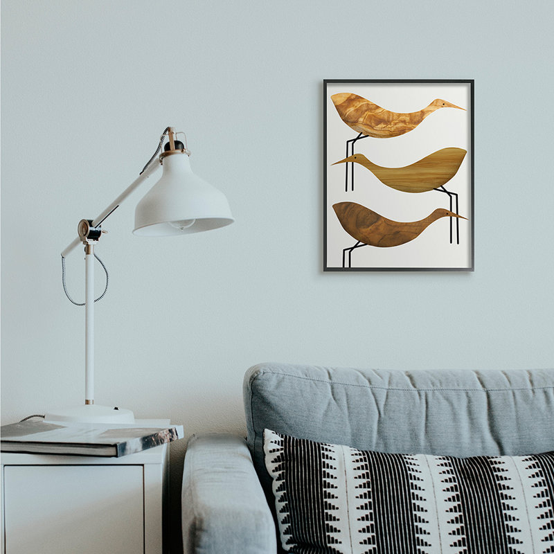 «Abstract Abstract Wood Storks Rustic Birds» par Daphne Polselli, reproduction d'art graphique, H 20 po x l 16 po x 1,5 po