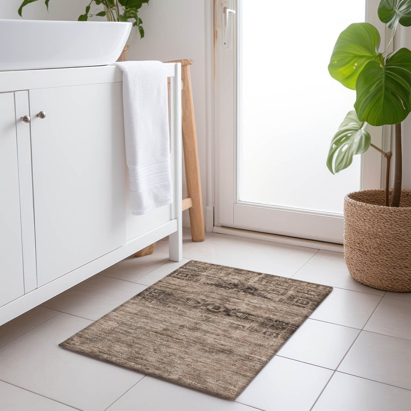 Machine Washable Indoor/Outdoor Claudian ACN1647 Brown Rug, Rectangle 1'8" x 2'6"